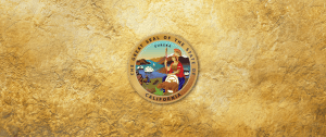 California State seal on textured gold background