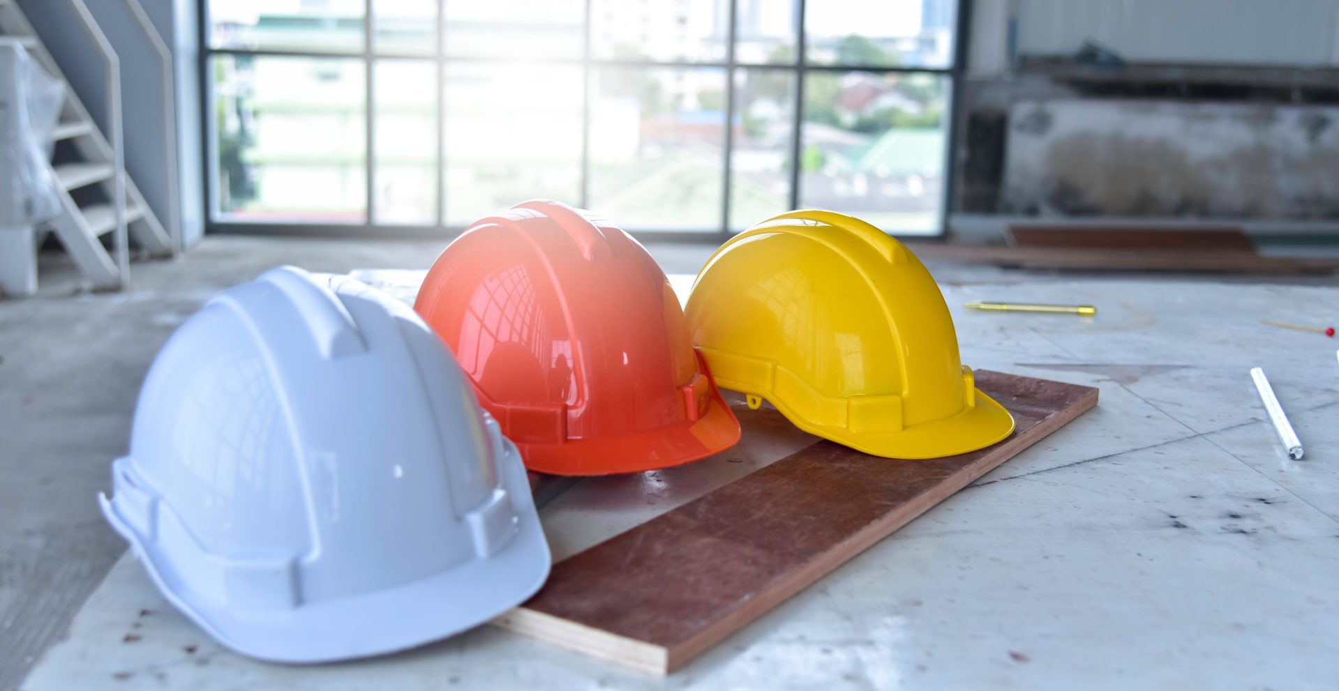 Safety Hat, Consisting Of White, Yellow, and Red